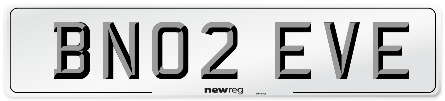 BN02 EVE Number Plate from New Reg
